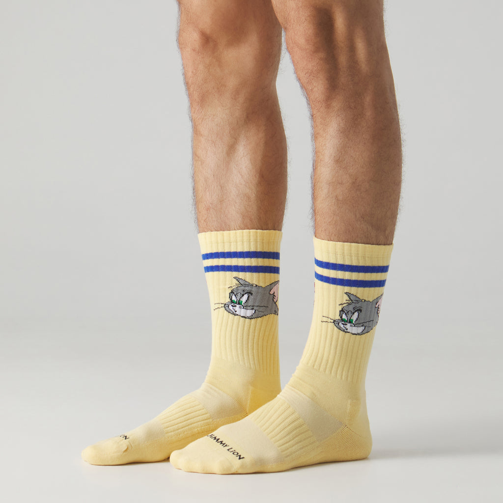 Athletic Tom and Jerry Heads Socks - Yellow