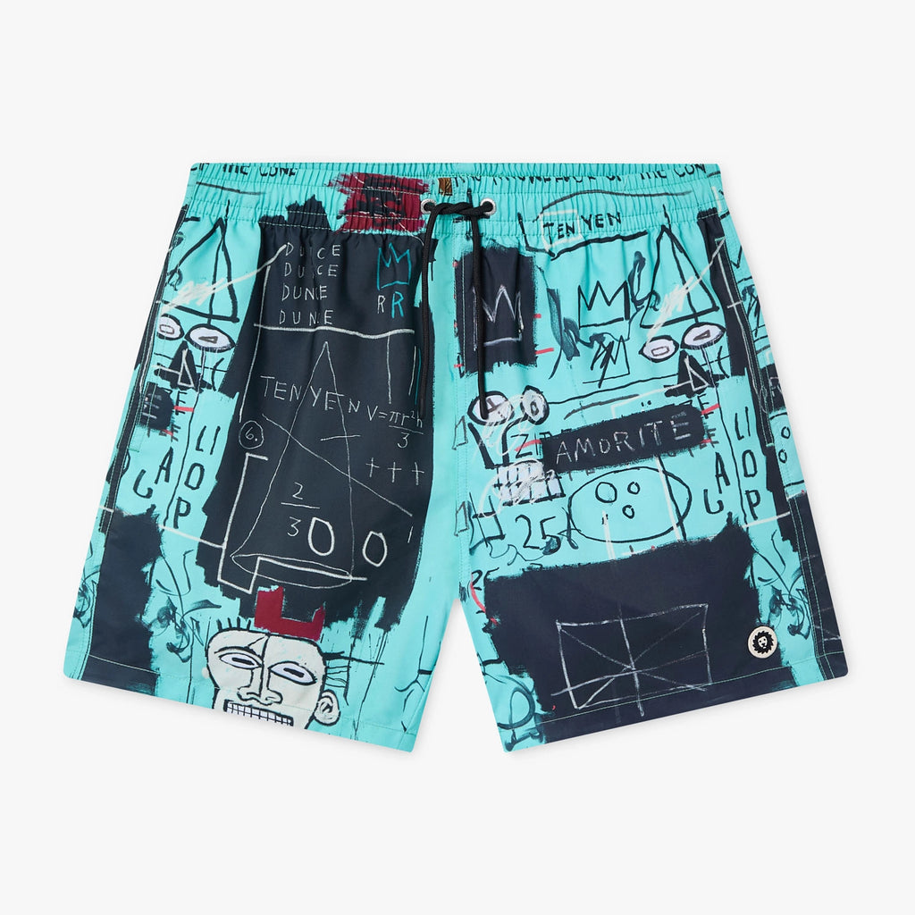 Basquiat Equals Pi Swim Shorts - Turquoise