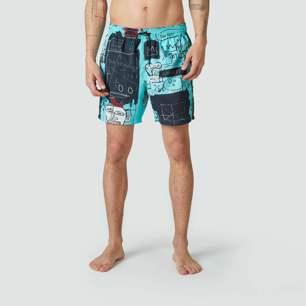 Basquiat Equals Pi Swim Shorts - Turquoise