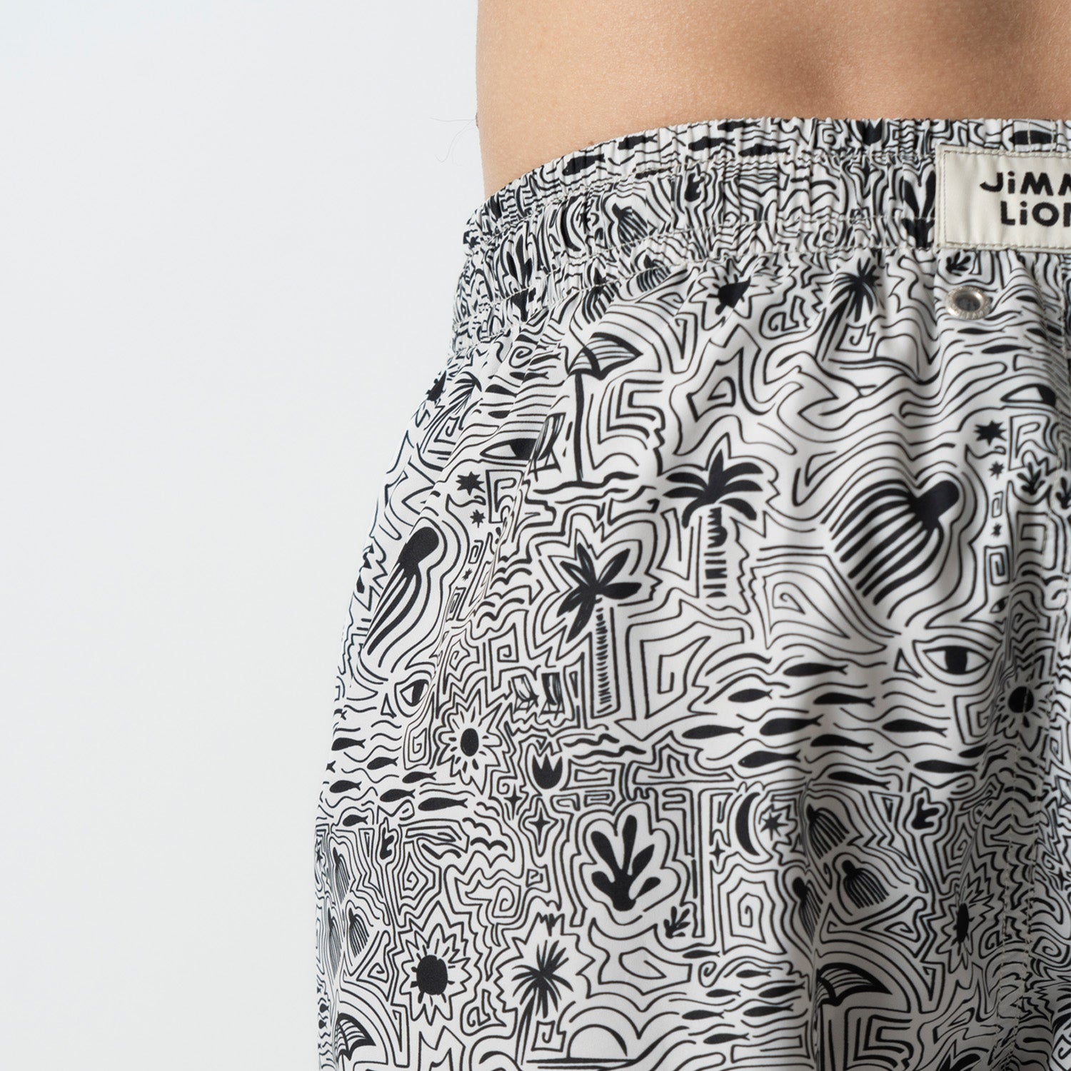 Beach Journal Swim Shorts - Off White Black (4)