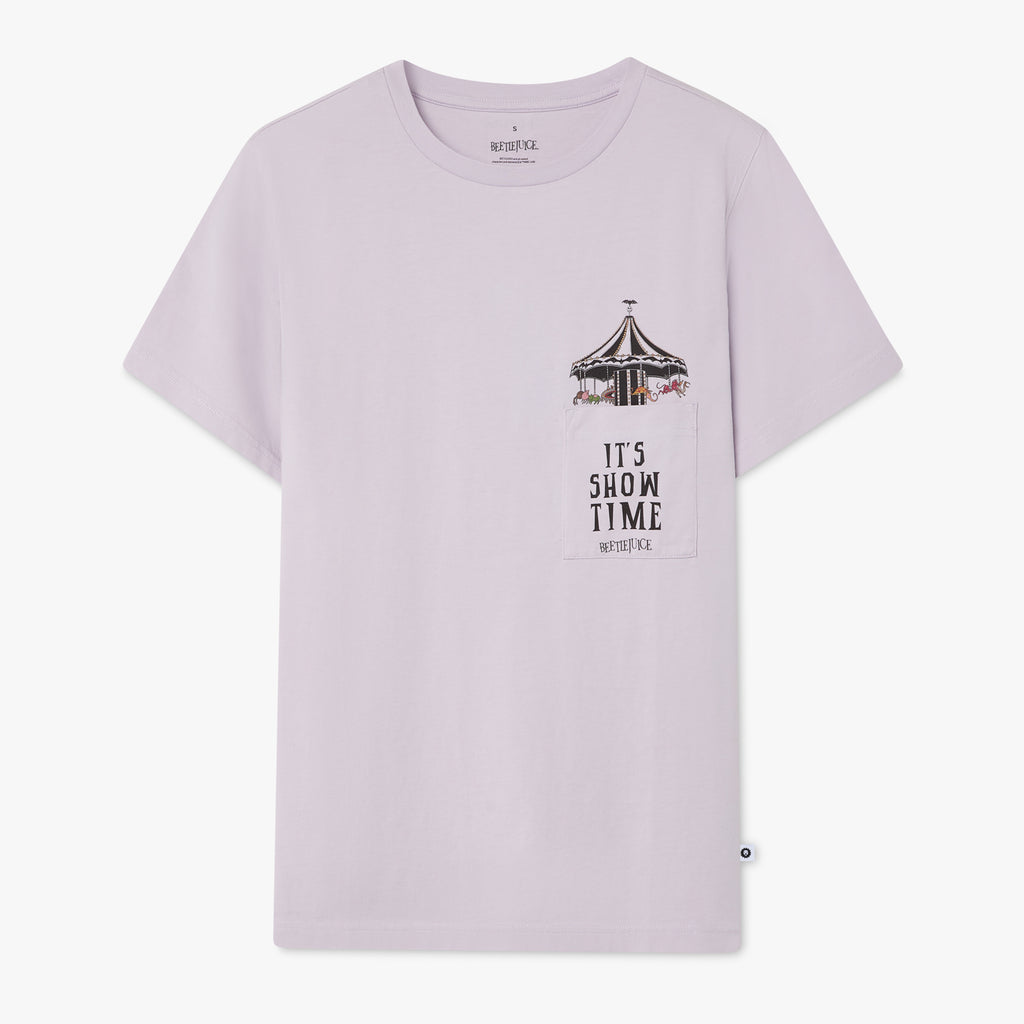 Beetlejuice It’s Show Time Pocket Tee - Purple