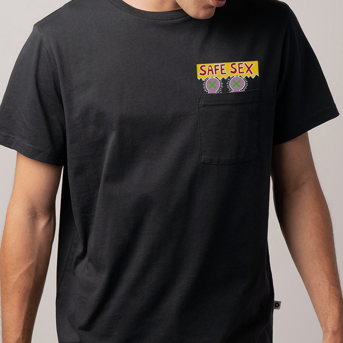 Keith Haring Safe Sex Pocket Tee - Black