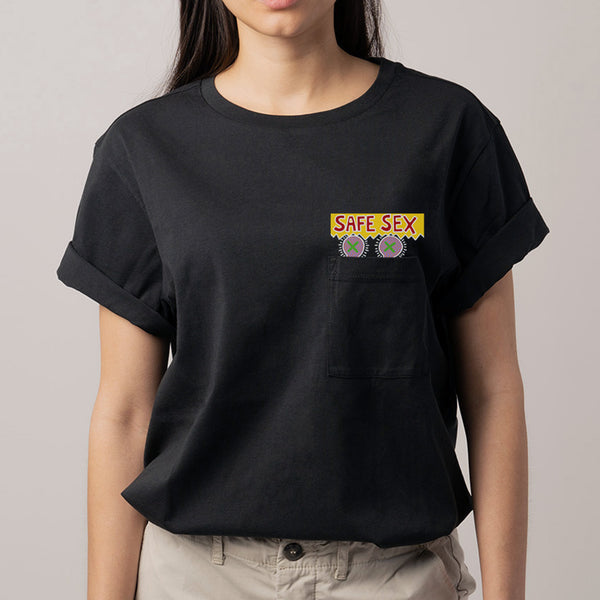 Keith Haring Safe Sex Pocket Tee - Black