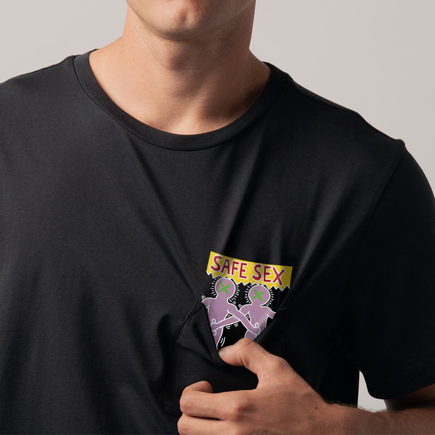 Keith Haring Safe Sex Pocket Tee - Black
