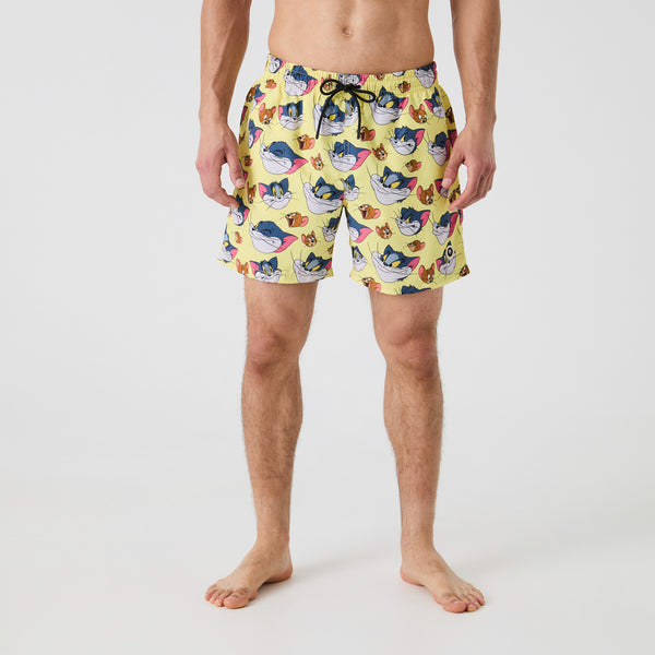 Tom and Jerry Vintage Swim Shorts - Yellow