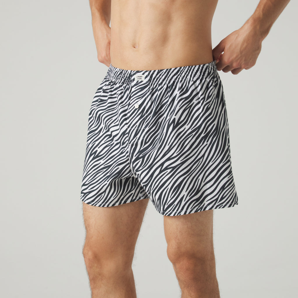 Zebra Print Boxer Shorts - White